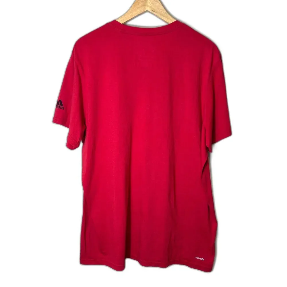 Adidas Chicago Blackhawks NHL Unisex Red Logo Performance SS T-Shirt Size 2X